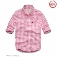 heren abercrombie fitch plaid lang overhemd moose logo lichtrood wit Fashion Prijs 4dqmo522